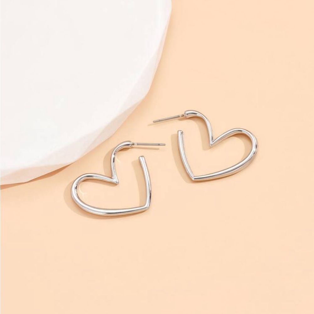 Heart Shaped Hoop Earrings - Picture 5 of 12